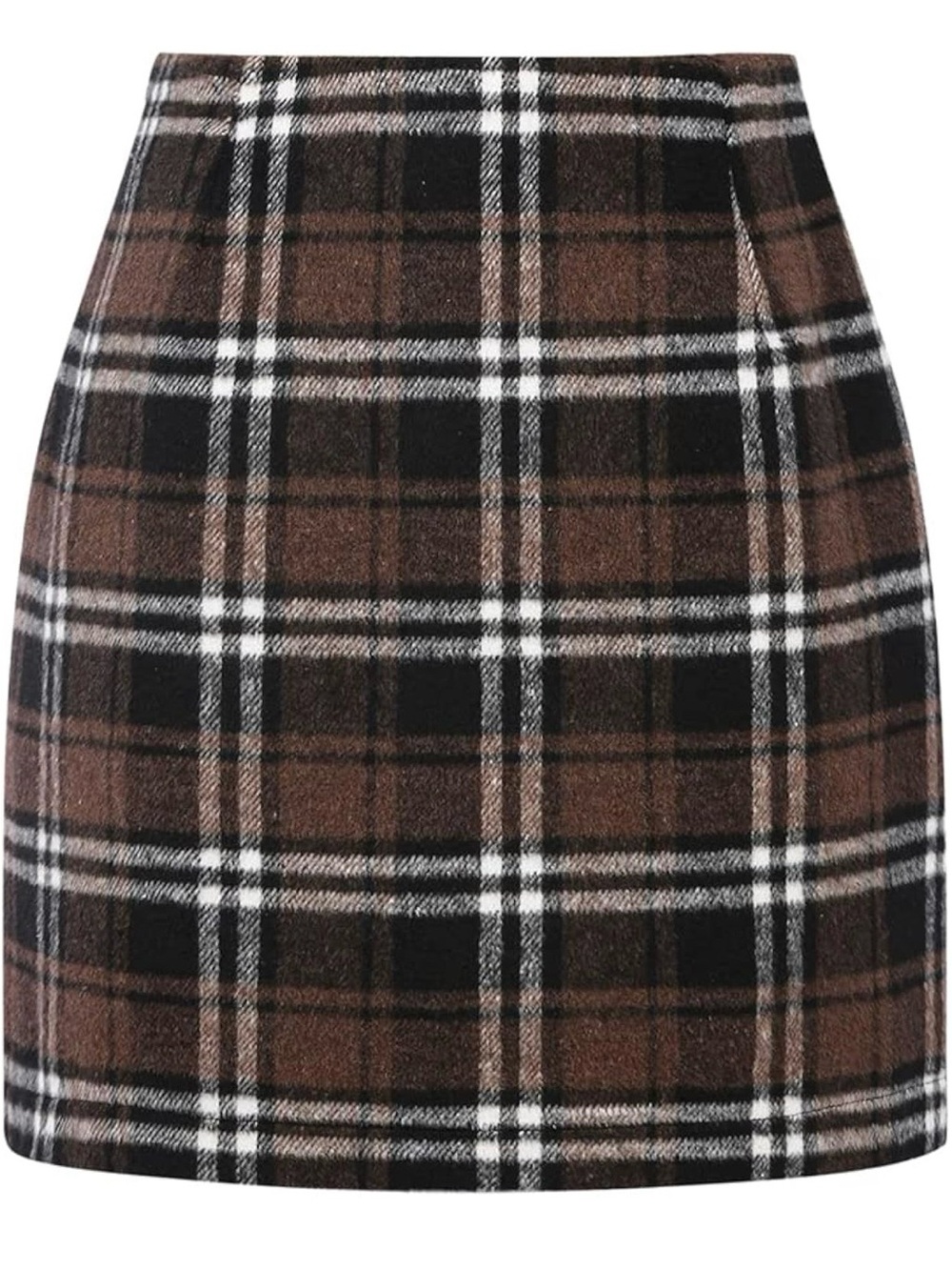 NWOT Wool Plaid Mini Skirt Fall Winter High Waisted Bodycon Pencil Skirt
